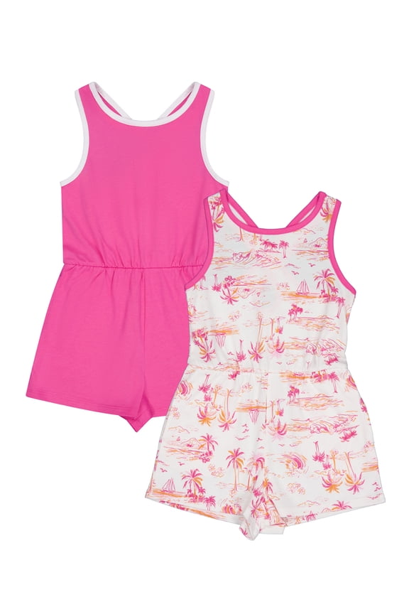 Girls Play Romper 2pk, Sizes 4-18 & Plus