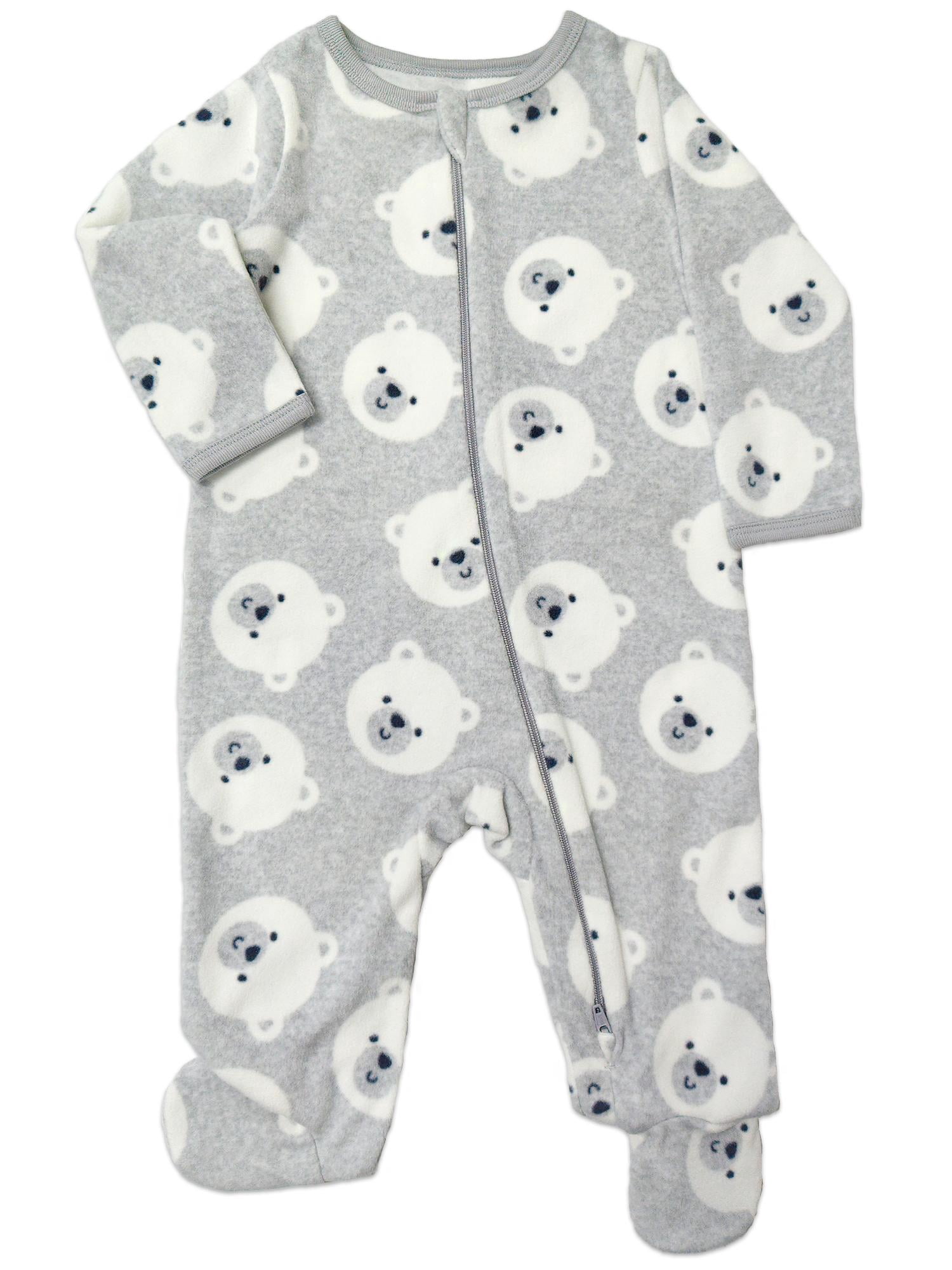 Wonder Nation Baby Fleece two-way zipper footed Sleep N Play Pajamas, Sizes Preemie-6/9 Months
