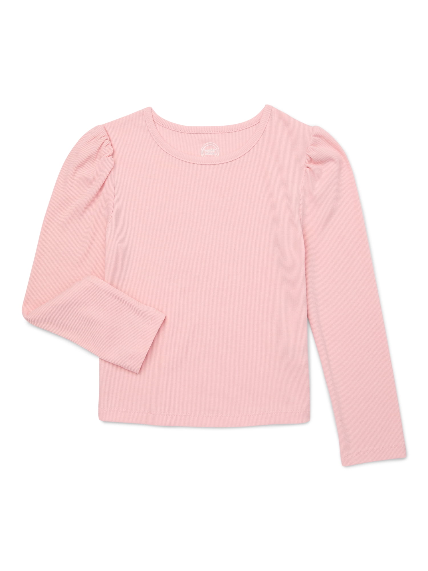 Wonder Nation Girls Long Sleeve Puff Top, Sizes 4-18 & Plus
