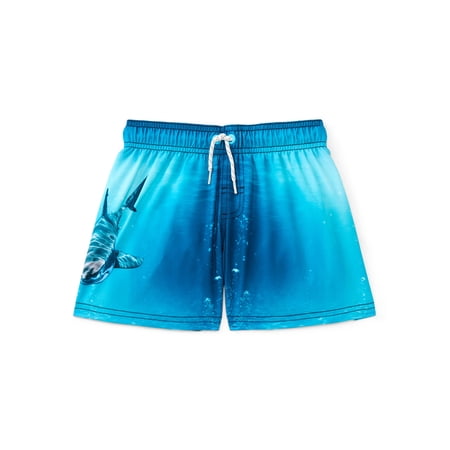 Wonder Nation Boys Quick Dry Stretch Swim Trunks with UPF50, Sizes 4-18 & Husky