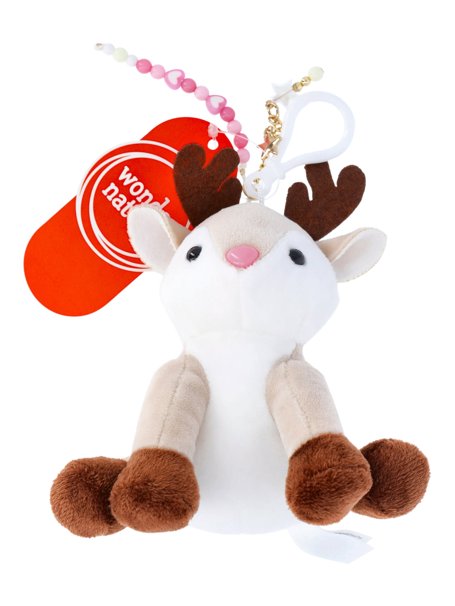 Wonder Nation Girls Reindeer Plush Keychain Bag Charm, Tan