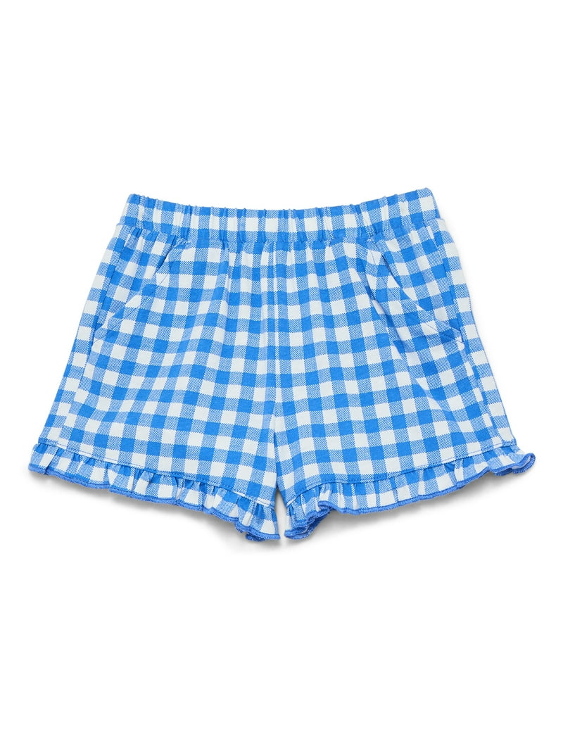 H３★FAM Wonder Nation Toddler Girls Patriotic Ruffle Hem Shorts, Sizes 18M
