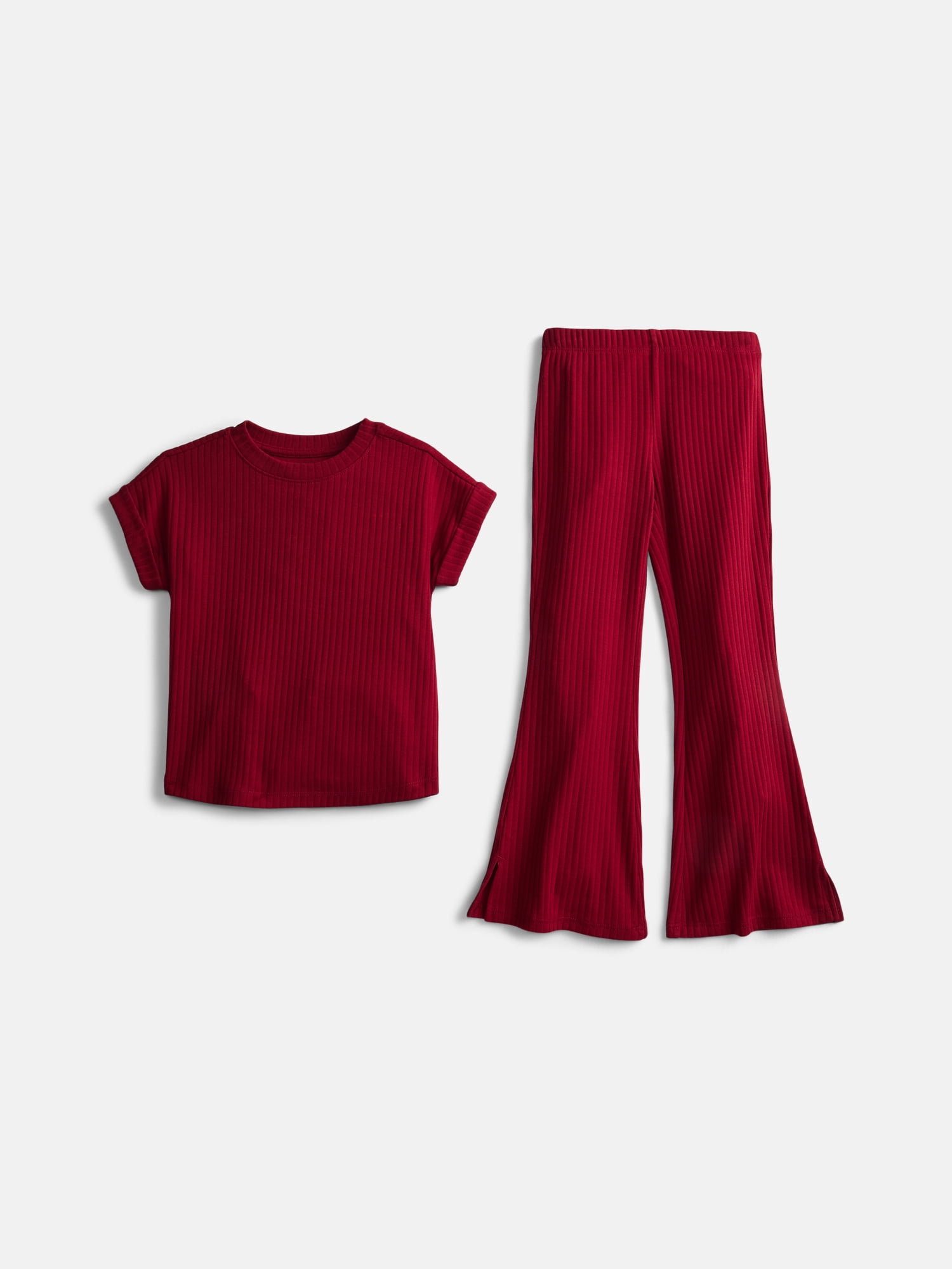 Wonder Nation Girls Rib Knit Top and Pants Set, 2-Piece, Sizes 4-18 & Plus