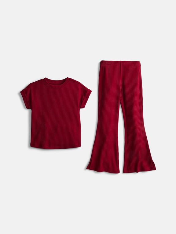 Girls Rib Knit Top and Pants Set, 2-Piece, Sizes 4-18 & Plus