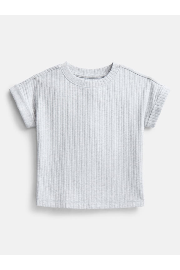 Girls' Ribbed Knit Top with Short Sleeves, Sizes 4-18 & Plus