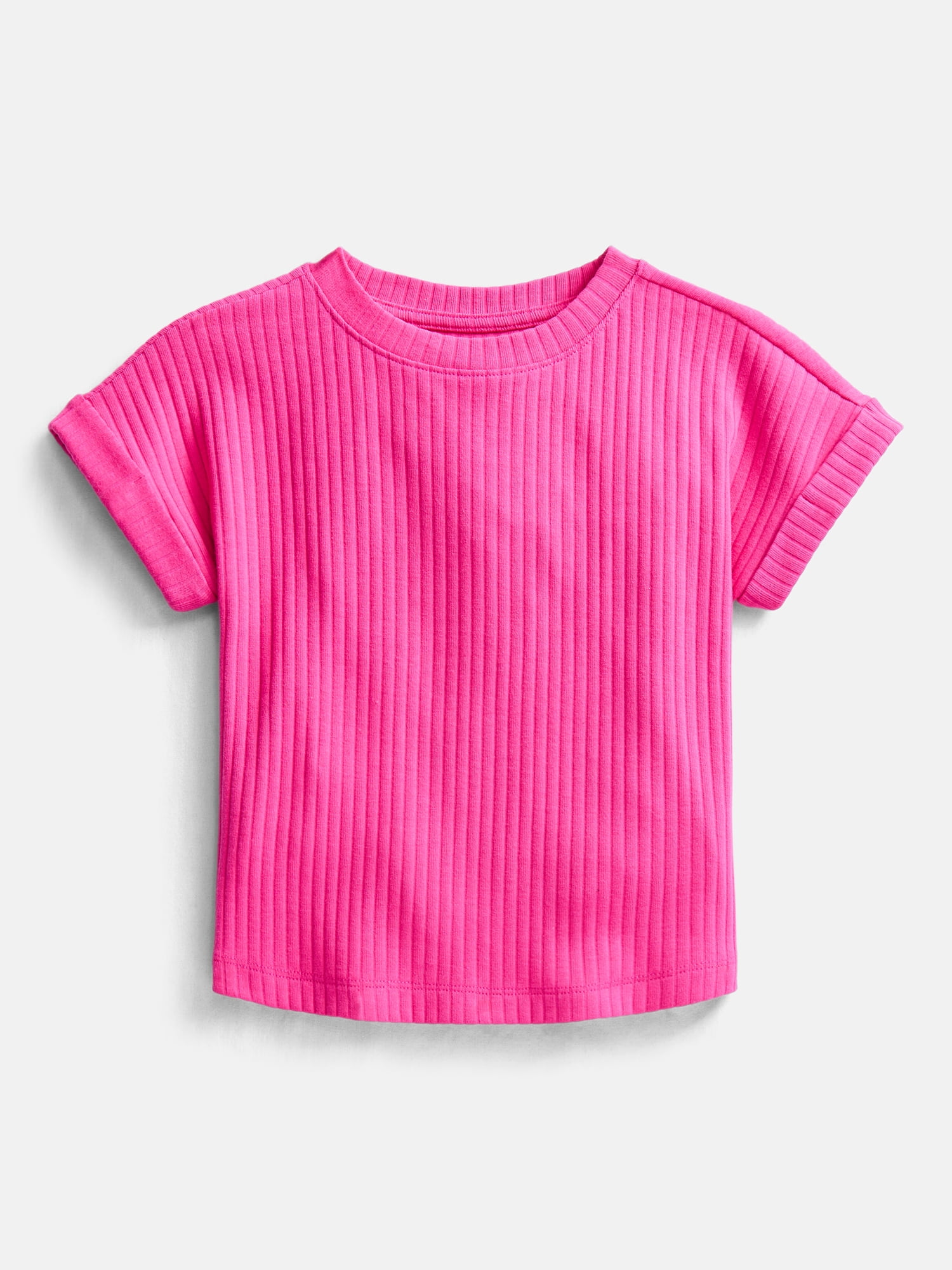 Wonder Nation Girls' Ribbed Knit Top with Short Sleeves, Sizes 4-18 & Plus