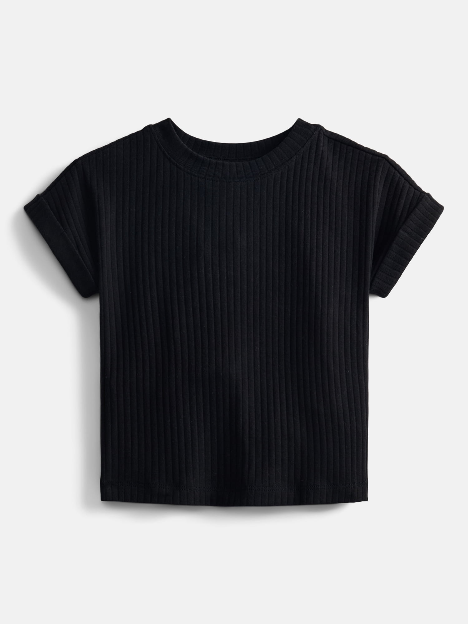 Wonder Nation Girls' Ribbed Knit Top with Short Sleeves, Sizes 4-18 & Plus