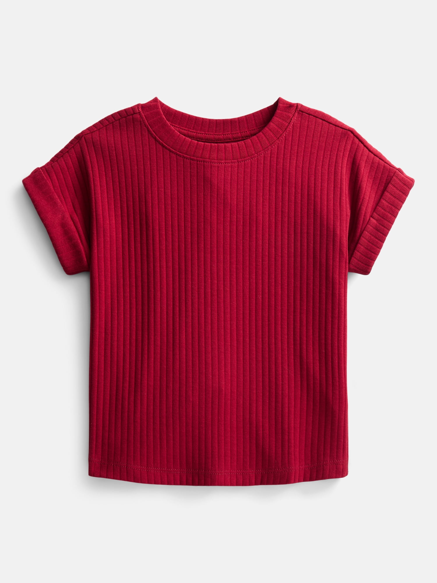 Wonder Nation Girls' Ribbed Knit Top with Short Sleeves, Sizes 4-18 & Plus