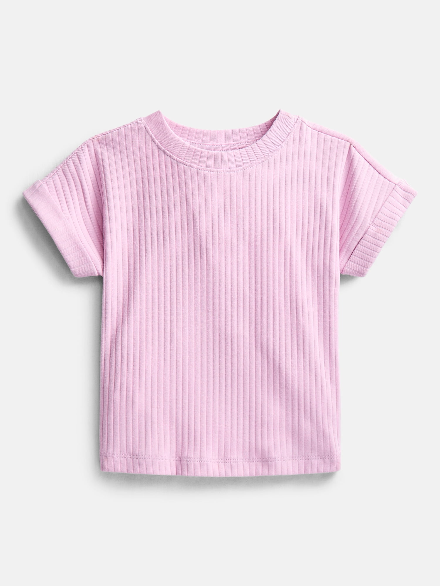 Wonder Nation Girls' Ribbed Knit Top with Short Sleeves, Sizes 4-18 & Plus