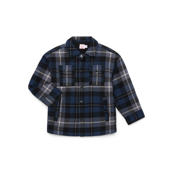 Wonder Nation Boys Shacket with Long Sleeves, Sizes 4-18 & Husky