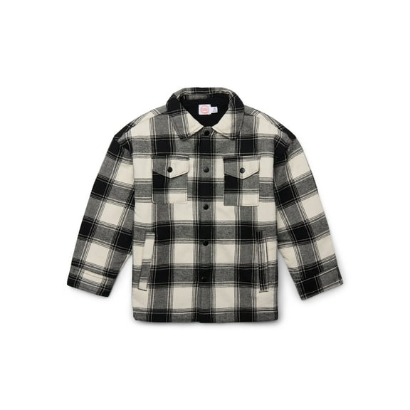 Wonder Nation Boys Shacket with Long Sleeves, Sizes 4-18 & Husky