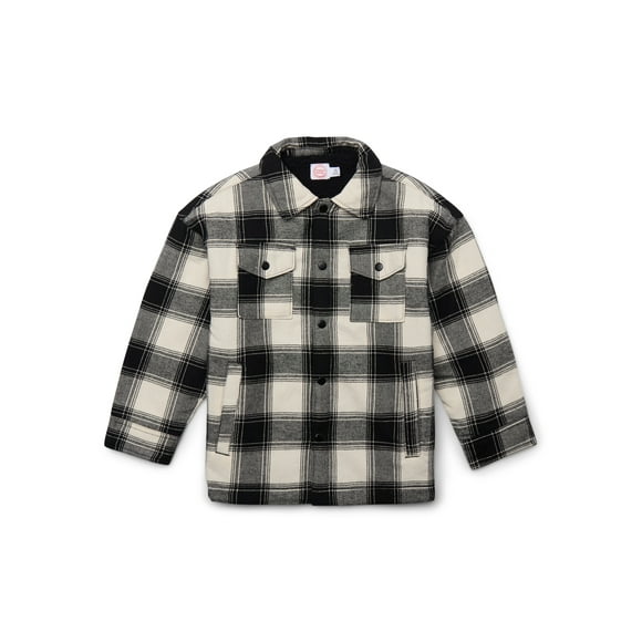 Wonder Nation Boys Shacket with Long Sleeves, Sizes 4-18 & Husky