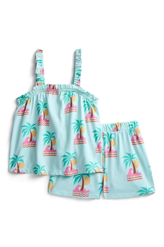 Toddler Girls Ribbed Tank Top and Shorts 2-Piece Set, Sizes 12M–5T