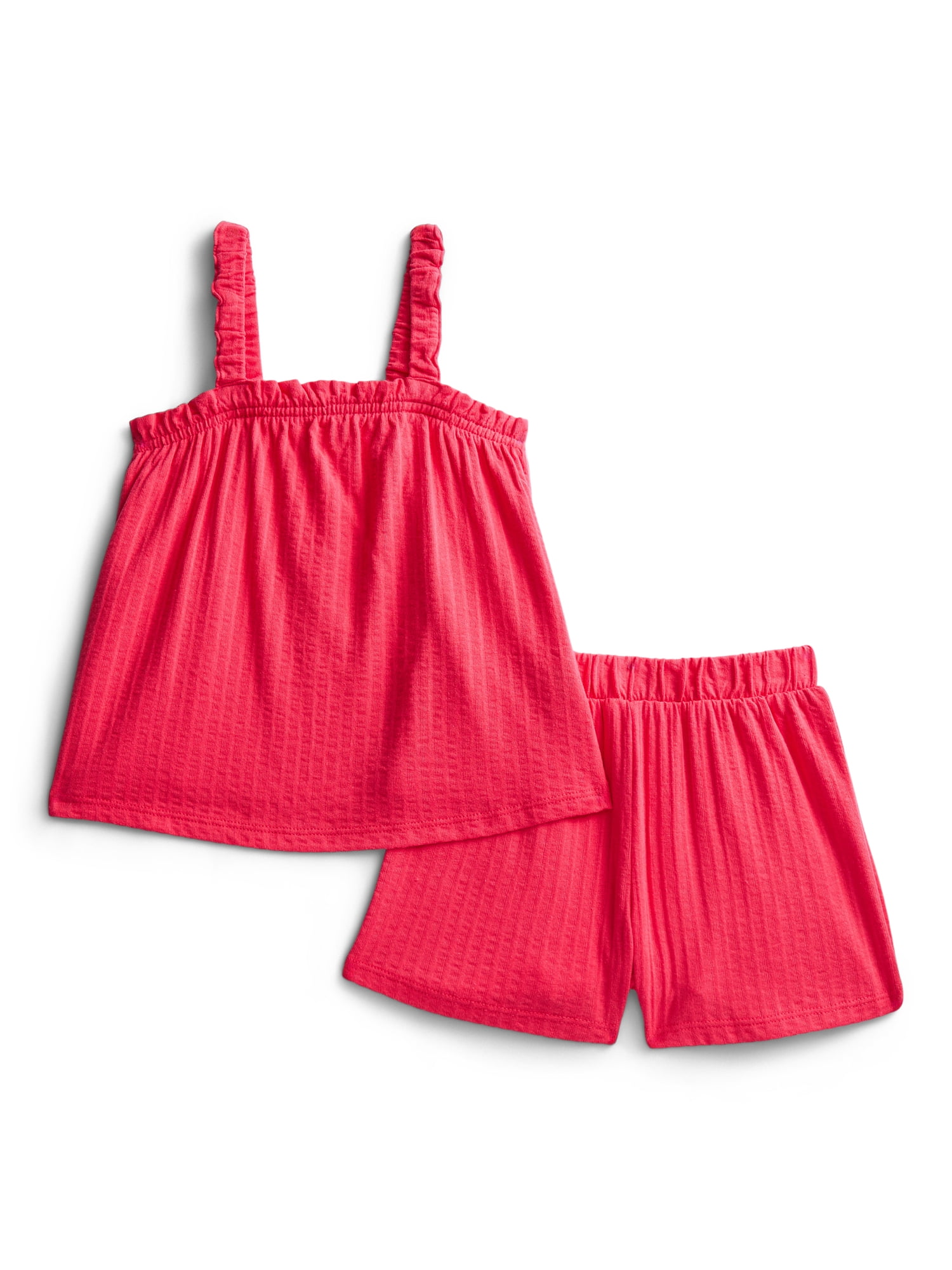 Wonder Nation Toddler Girls Patriotic Ribbed Tank Top and Shorts 2-Piece Set, Sizes 12M–5T
