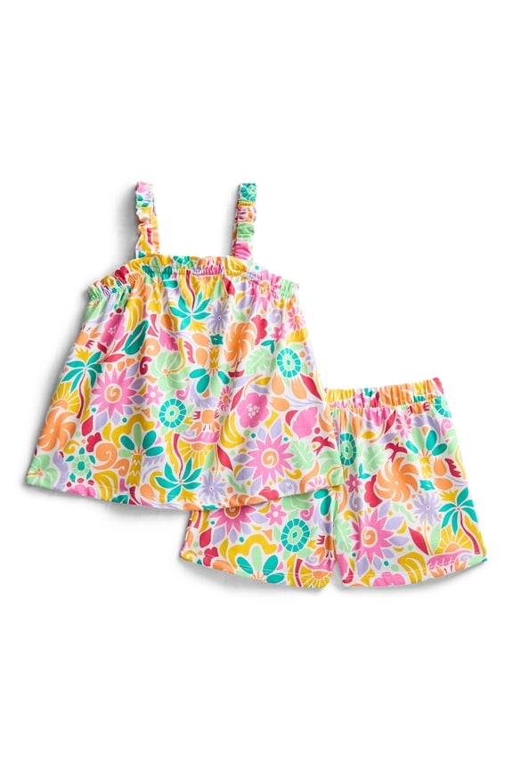 Toddler Girls Ribbed Tank Top and Shorts 2-Piece Set, Sizes 12M–5T