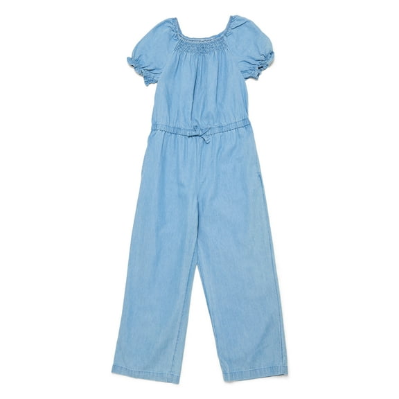 Wonder Nation Girls Smocked Jumpsuit, Sizes 4-16 & Plus