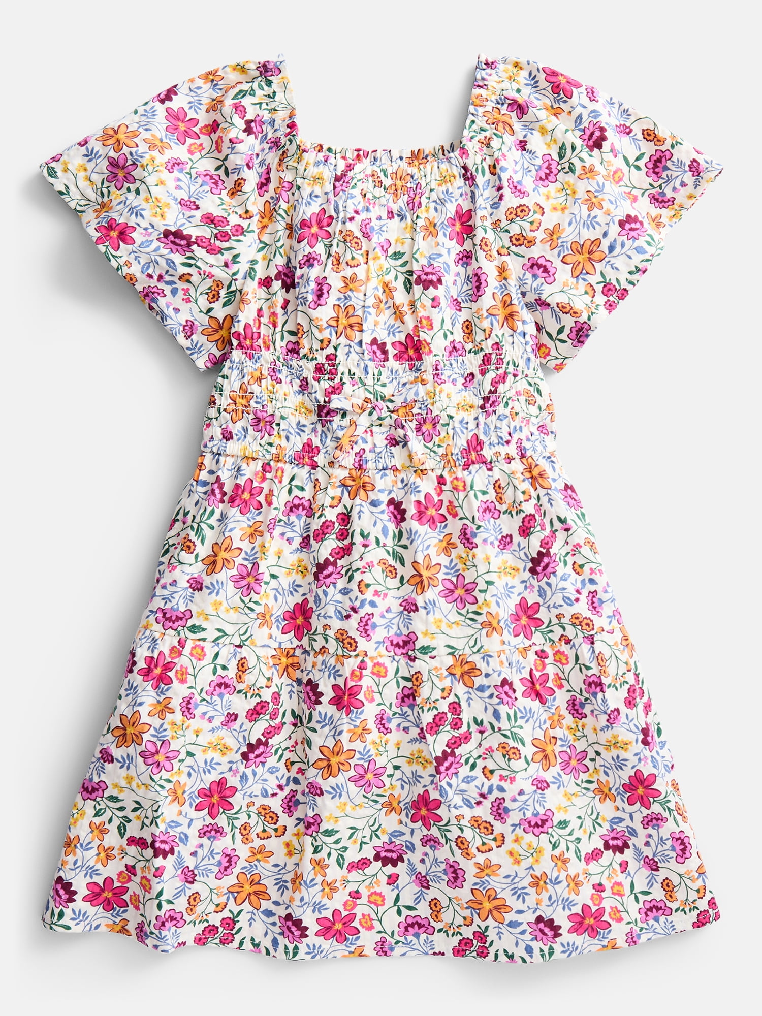 Wonder Nation Girls' Smocked Waist Print Dress, Sizes 4-18 & Plus