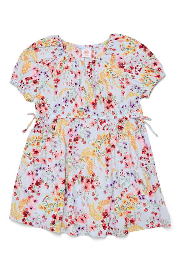 Girls Print Smock Dress with Puff Sleeves, Sizes 4-18 & Plus