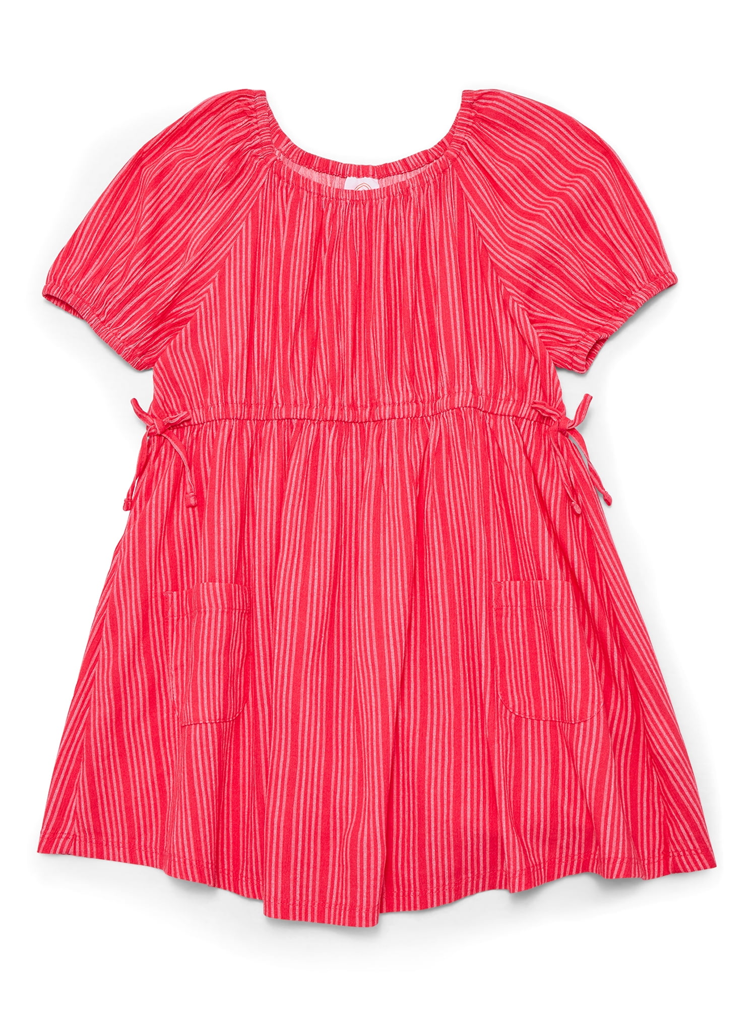 Wonder Nation Girls Print Smock Dress with Puff Sleeves, Sizes 4-18 & Plus