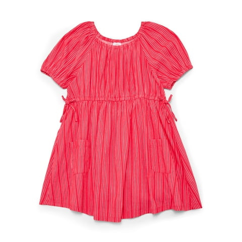 Girls Print Smock Dress with Puff Sleeves, Sizes 4-18 & Plus