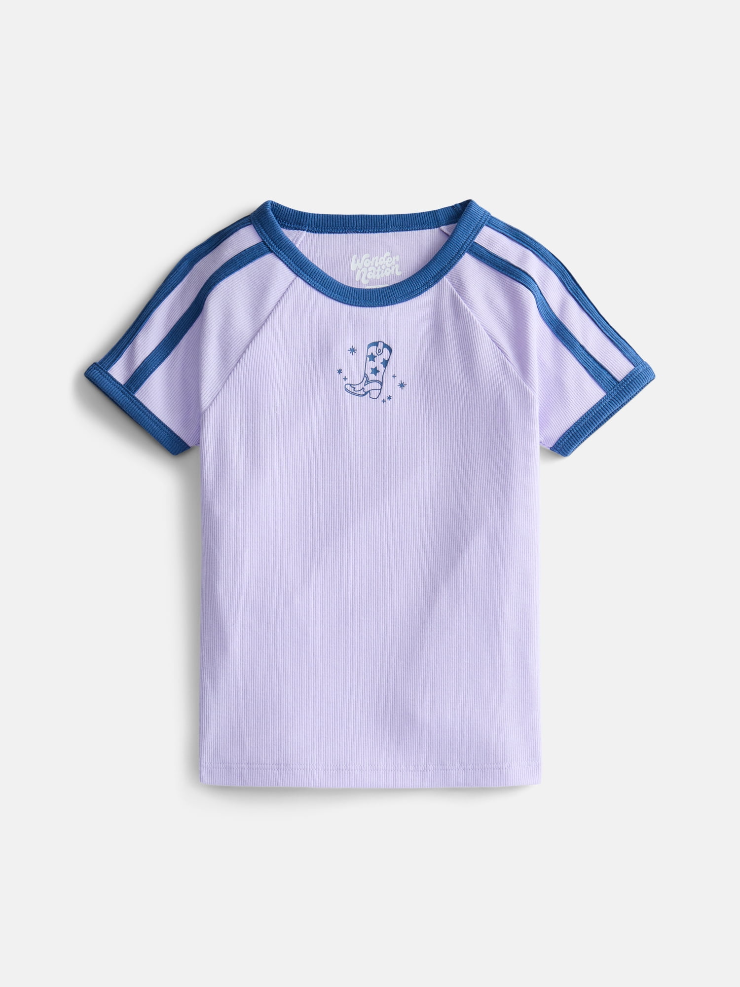 Wonder Nation Girls Sporty Graphic Top with Short Sleeves, Sizes 4-18 & Plus