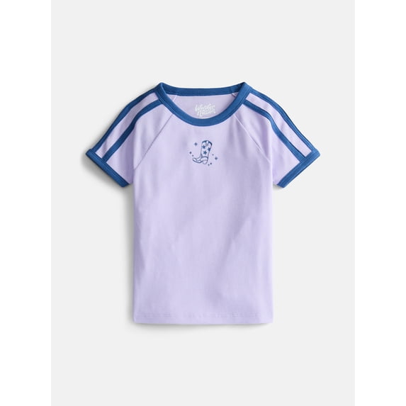 Wonder Nation Girls Sporty Graphic Top with Short Sleeves, Sizes 4-18 & Plus