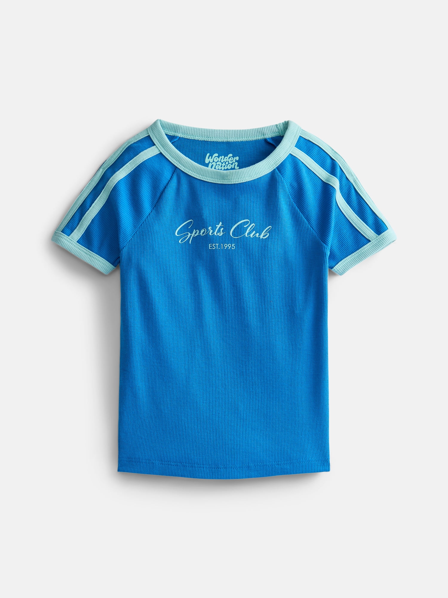 Wonder Nation Girls Sporty Graphic Top with Short Sleeves, Sizes 4-18 & Plus