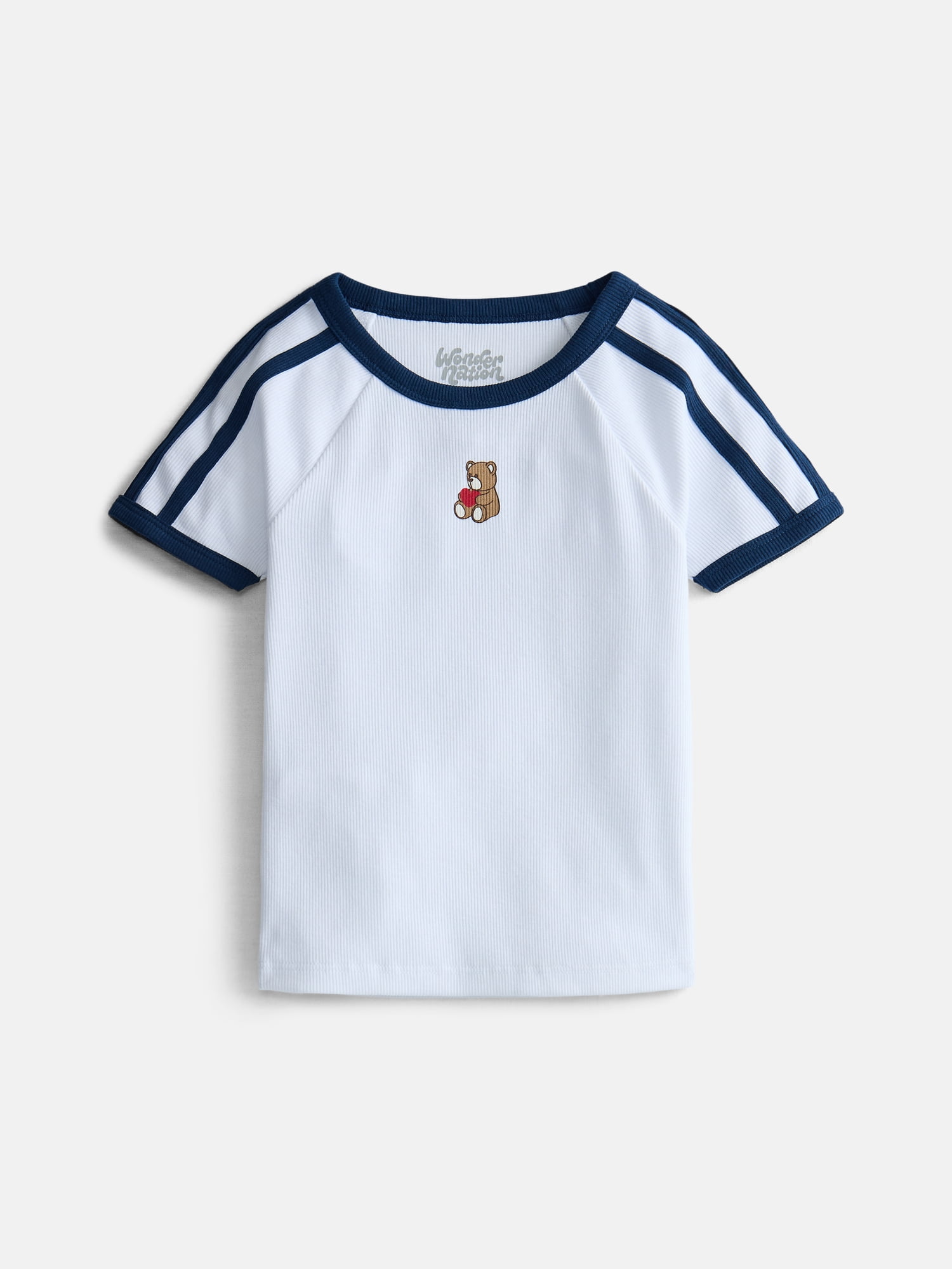 Wonder Nation Girls Sporty Graphic Top with Short Sleeves, Sizes 4-18 & Plus