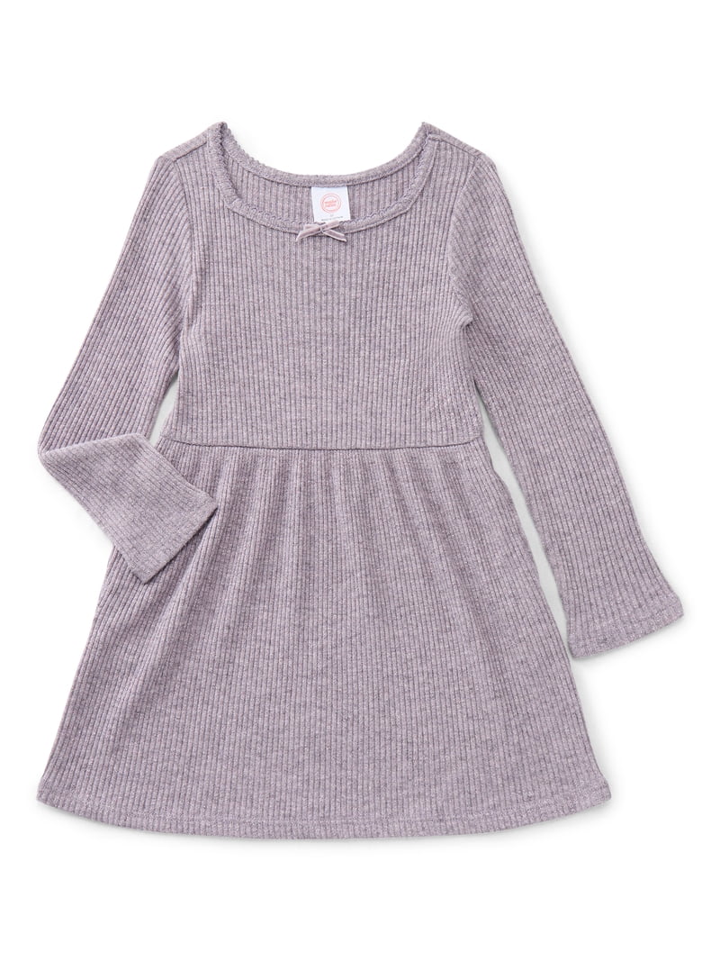 Wonder Nation Toddler Girls Square Neck Cozy Knit Dress, Sizes 12M-5T Wonder Nation Toddler Girls Square Neck Cozy Knit Dress, Sizes 12M-5T