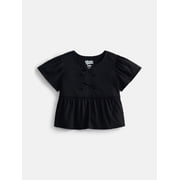 Wonder Nation Girls Bow Front Top with Short Sleeves, Sizes 4-18 & Plus