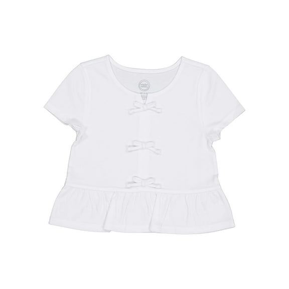Wonder Nation Girls Short Sleeve Bow Front Top, Sizes 4-18 & Plus