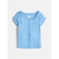 thumbnail image 1 of Wonder Nation Girls' Lace and Button Front Top with Short Sleeves, Sizes 4-18 & Plus, 1 of 3