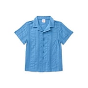 Boys Cotton Button Up Top with Short Sleeves, Sizes XS-XXL