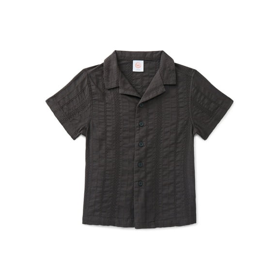 Wonder Nation Boys Cotton Button Up Top with Short Sleeves, Sizes XS-XXL