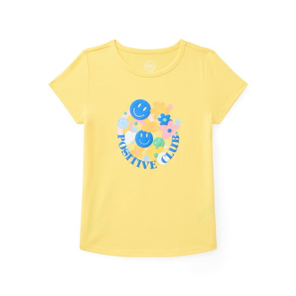 Wonder Nation Girls' Embellished Graphic Tee with Short Sleeves, Sizes 4-18 & Plus