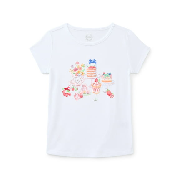 Wonder Nation Girls' Embellished Graphic Tee with Short Sleeves, Sizes 4-18 & Plus