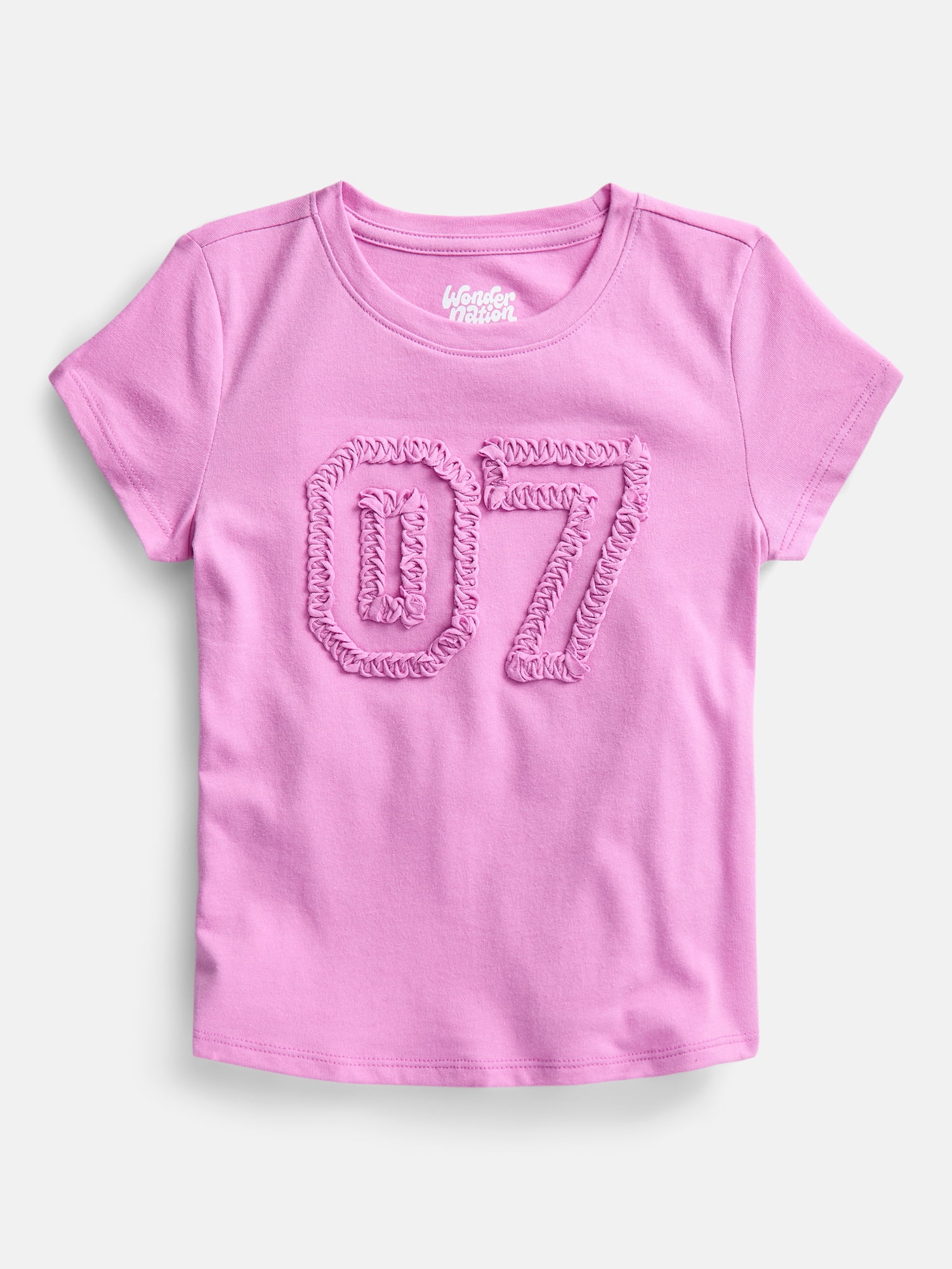 Wonder Nation Girls Embellished Graphic Tee with Short Sleeves, Sizes 4-18 & Plus