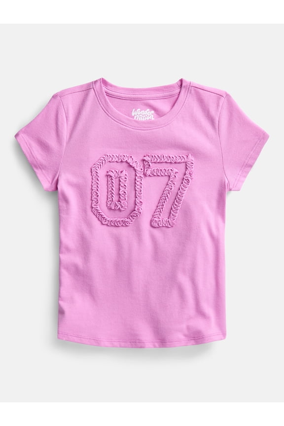 Girls Embroidered Graphic Tee with Short Sleeves, Sizes 4-18 & Plus