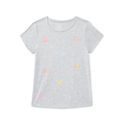 Wonder Nation Girls Embroidered Graphic Tee with Short Sleeves, Sizes 4-18 & Plus