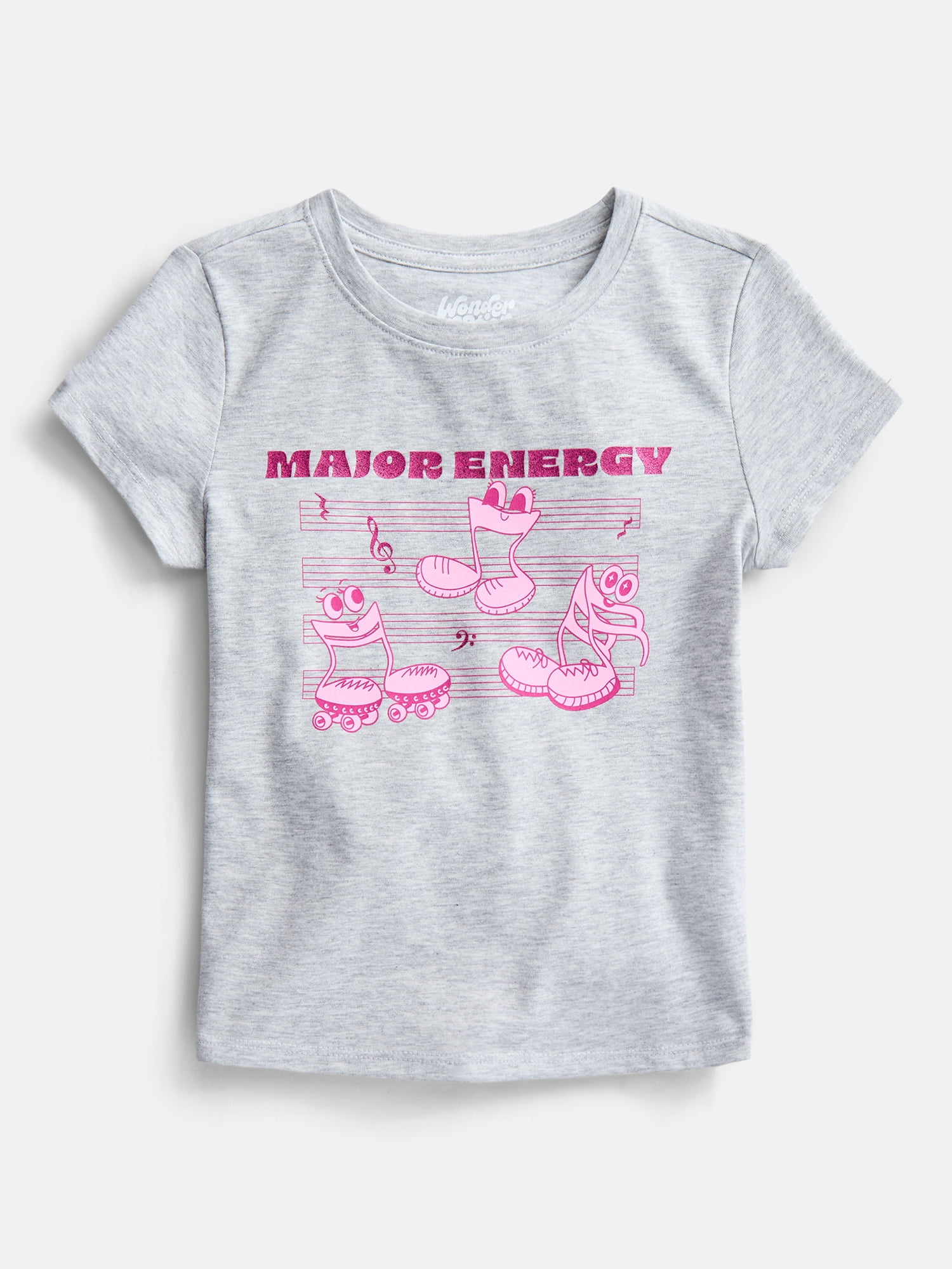 Wonder Nation Girls Embellished Graphic Tee with Short Sleeves, Sizes 4-18 & Plus