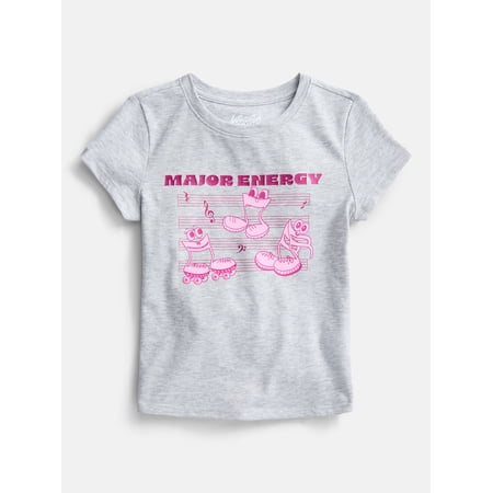 Wonder Nation Girls Embellished Graphic Tee with Short Sleeves, Sizes 4-18 & Plus
