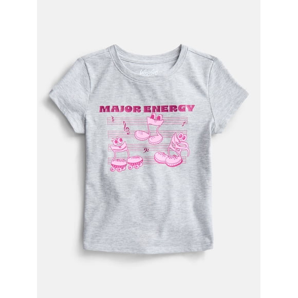 Wonder Nation Girls Embroidered Graphic Tee with Short Sleeves, Sizes 4-18 & Plus