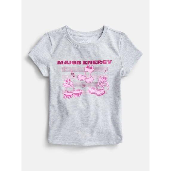 Wonder Nation Girls Embroidered Graphic Tee with Short Sleeves, Sizes 4-18 & Plus