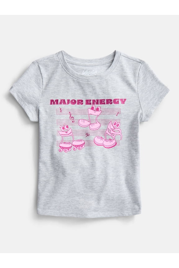 Girls Embroidered Graphic Tee with Short Sleeves, Sizes 4-18 & Plus