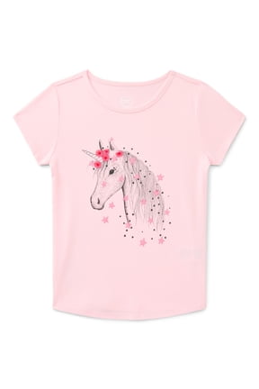 Girls Embroidered Graphic Tee with Short Sleeves, Sizes 4-18 & Plus