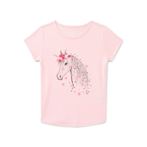 Girls Embellished Graphic Tee with Short Sleeves, Sizes 4-18 & Plus