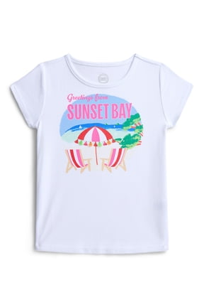 Girls Embroidered Graphic Tee with Short Sleeves, Sizes 4-18 & Plus