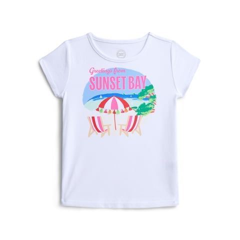 Girls Embroidered Graphic Tee with Short Sleeves, Sizes 4-18 & Plus
