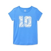 Girls Embellished Graphic Tee with Short Sleeves, Sizes 4-18 & Plus