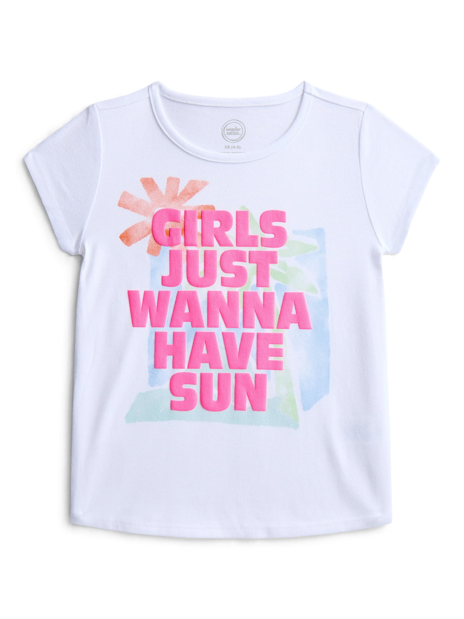 Wonder Nation Girls Embellished Graphic Tee with Short Sleeves, Sizes 4-18 & Plus